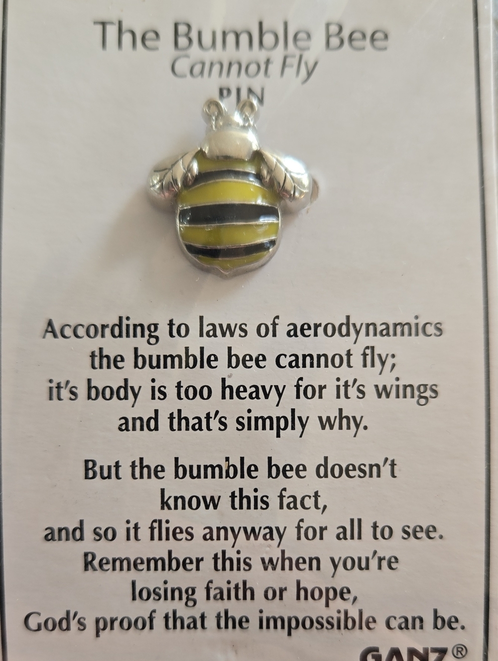 GANZ, BUMBLE BEE PIN New (BIN 011)